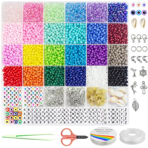 4mm Seed Beads Jewelry Making Kit with 24 Colors & Charms - Bracelets & Accessories