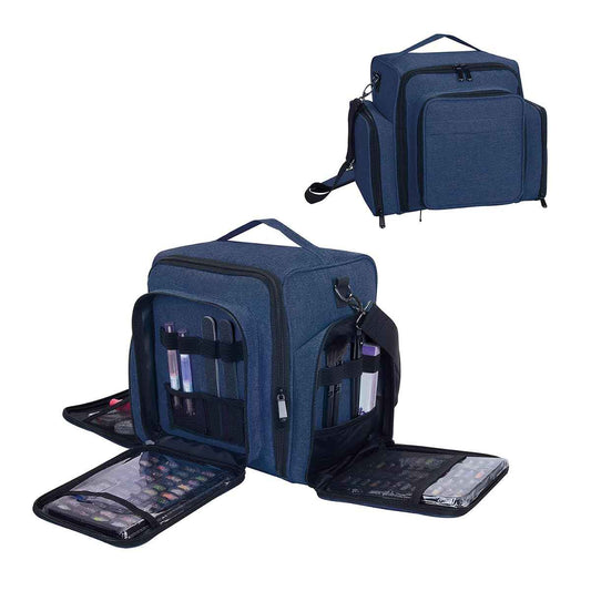 UOZL Nail Polish Organizer Case Holds 60 Bottles Portable Travel Storage Box with 2 Detachable Bags, Designed for Women's Nail Tools, Essential Oils and Cosmetics Sets Blue