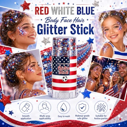 Red White Blue Glitter Stick - Waterproof Face & Body