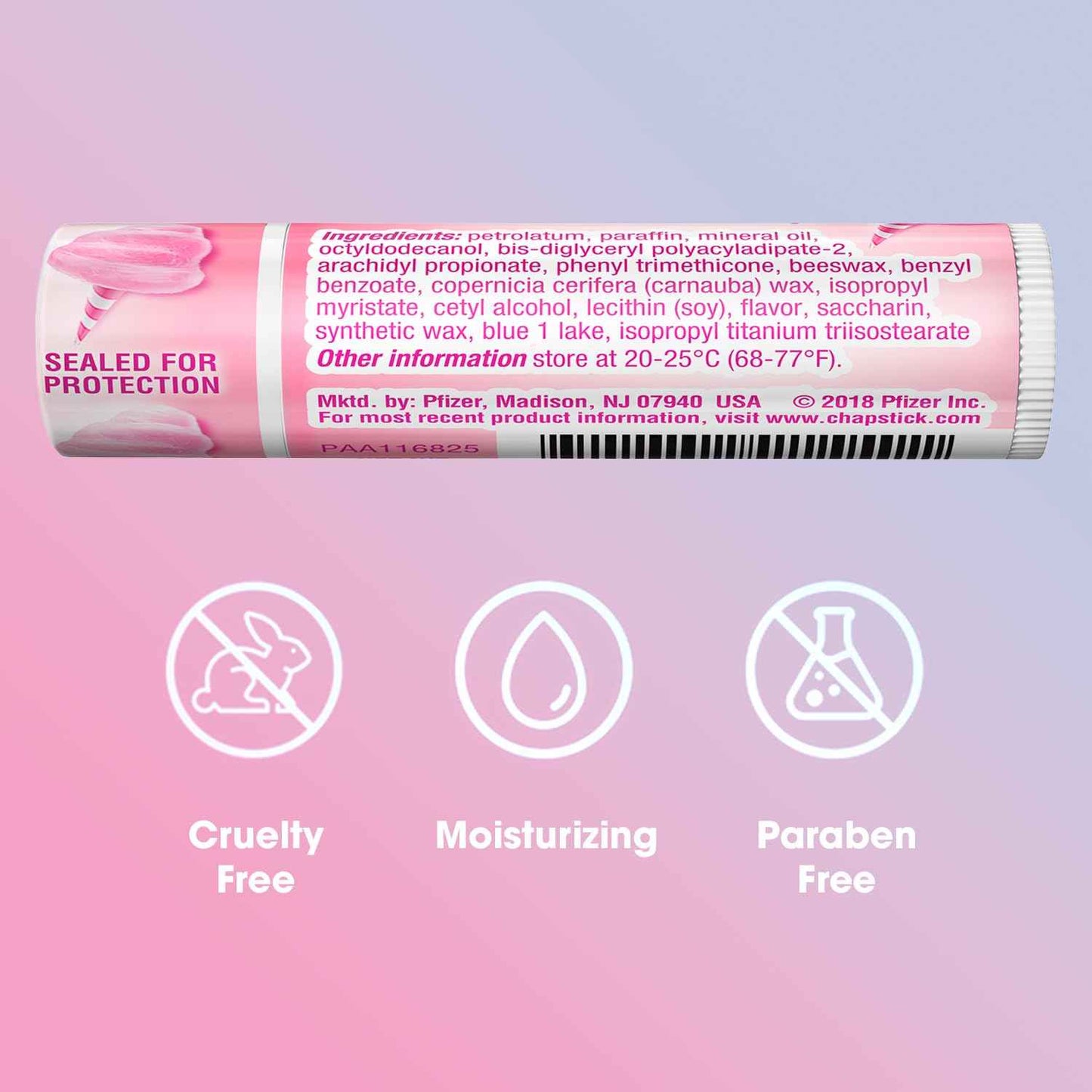 ChapStick Lip Moisturizer, Cotton Candy, 12-Pack – Limited Edition Bulk Lip Balm, Fun & Yummy, 0.15 Oz Ea