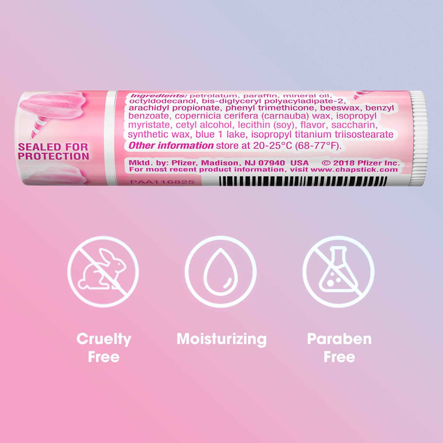 ChapStick Lip Moisturizer, Cotton Candy, 12-Pack – Limited Edition Bulk Lip Balm, Fun & Yummy, 0.15 Oz Ea