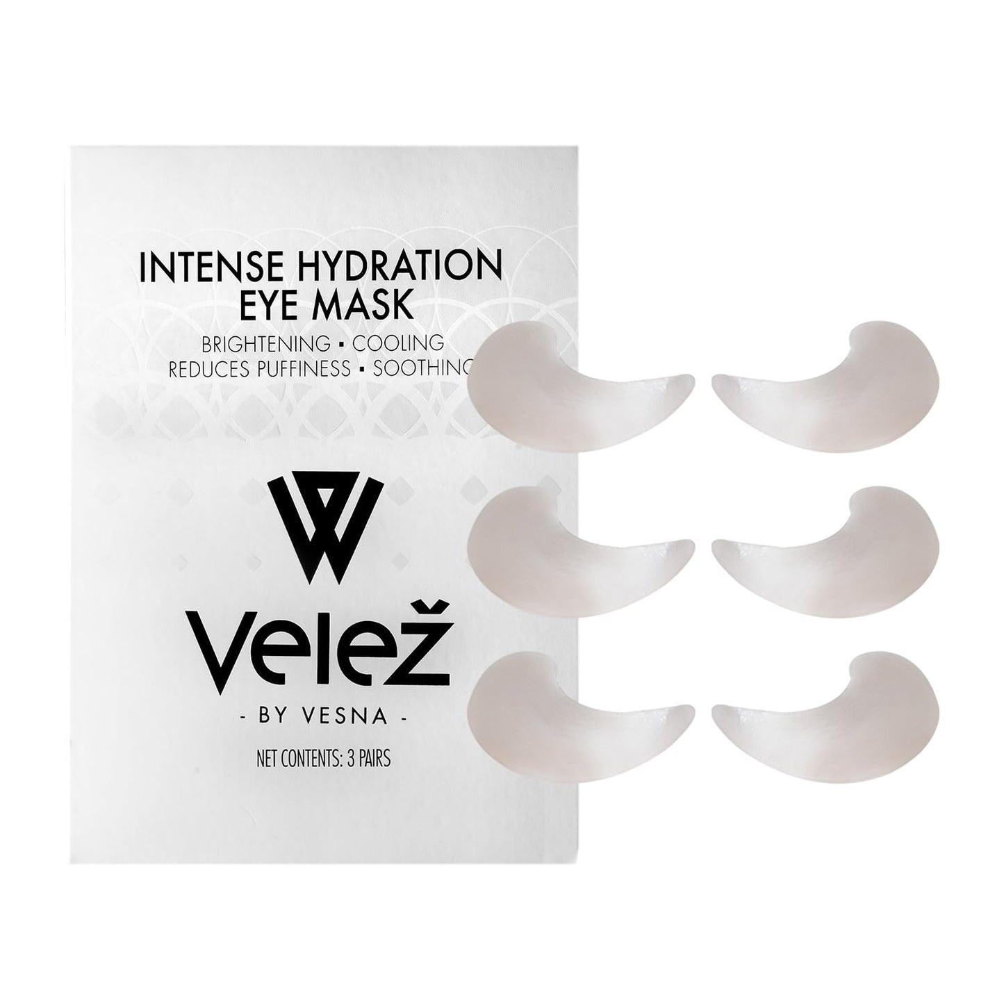 Velez Intense Hydration Under Eye Masks - Helps with Puffiness & Ultra Hydrating, Cooling Eye Mask Patches for a Brightening Effect (3 Pairs)