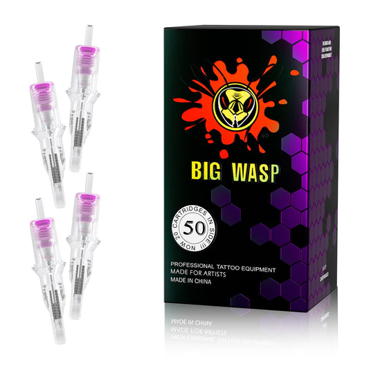 BIGWASP (4th Gen) 50pcs Assorted Disposable Cartridge Tattoo Needles Curved Magnum Mixed 7RM 9RM 11RM 13RM 15RM (#12 Standard RM)