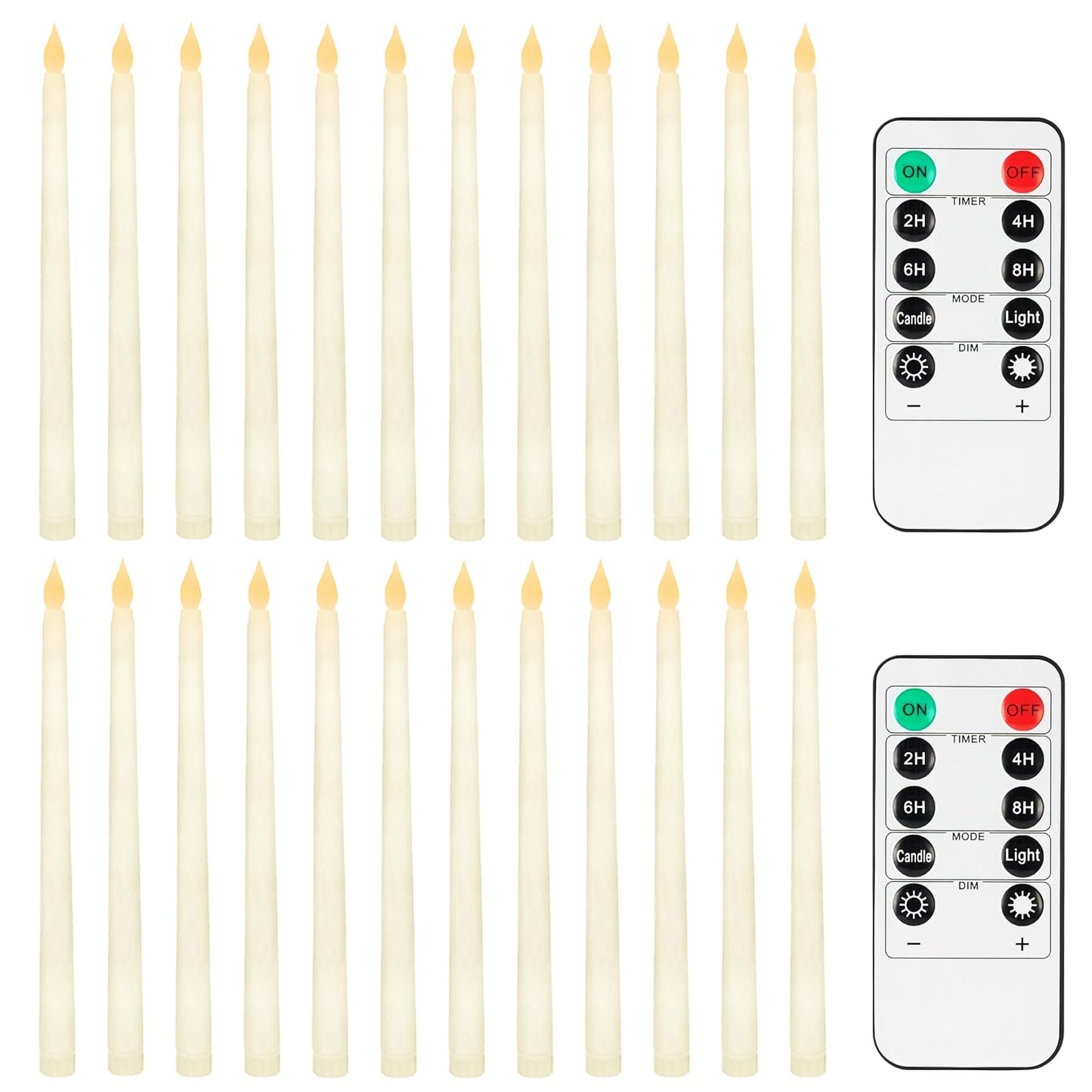 Jaoruizer 24Pcs Flameless Taper Candles,11in Battery Operated LED Taper Candles Flickering with Timer Electric Fake Candlesticks for Wedding Valentine's Day Christmas Party, (Batteries Not Included)