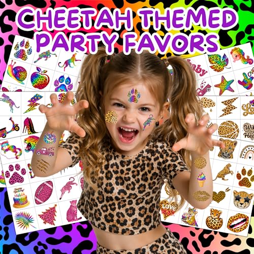 Cheetah Print Temporary Tattoos - 96 PCS Kids Party Favors