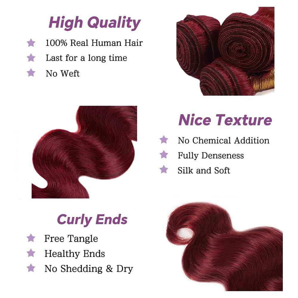 Burgundy Human Hair Bundles 99j Bundle Burgundy Bundle Human Hair 12 14 16 inch 99j Body Wave 3 Bundles Wine Red Weave 150g
