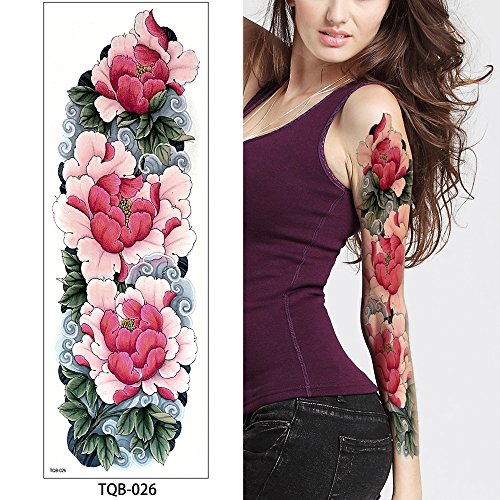 Glaryyears Large Full Arm Temporary Tattoo for Adults Women Men, 5-Pack Long-lasting Fake Tattoos for Body Makeup, Sleeve Realistic Tattoos