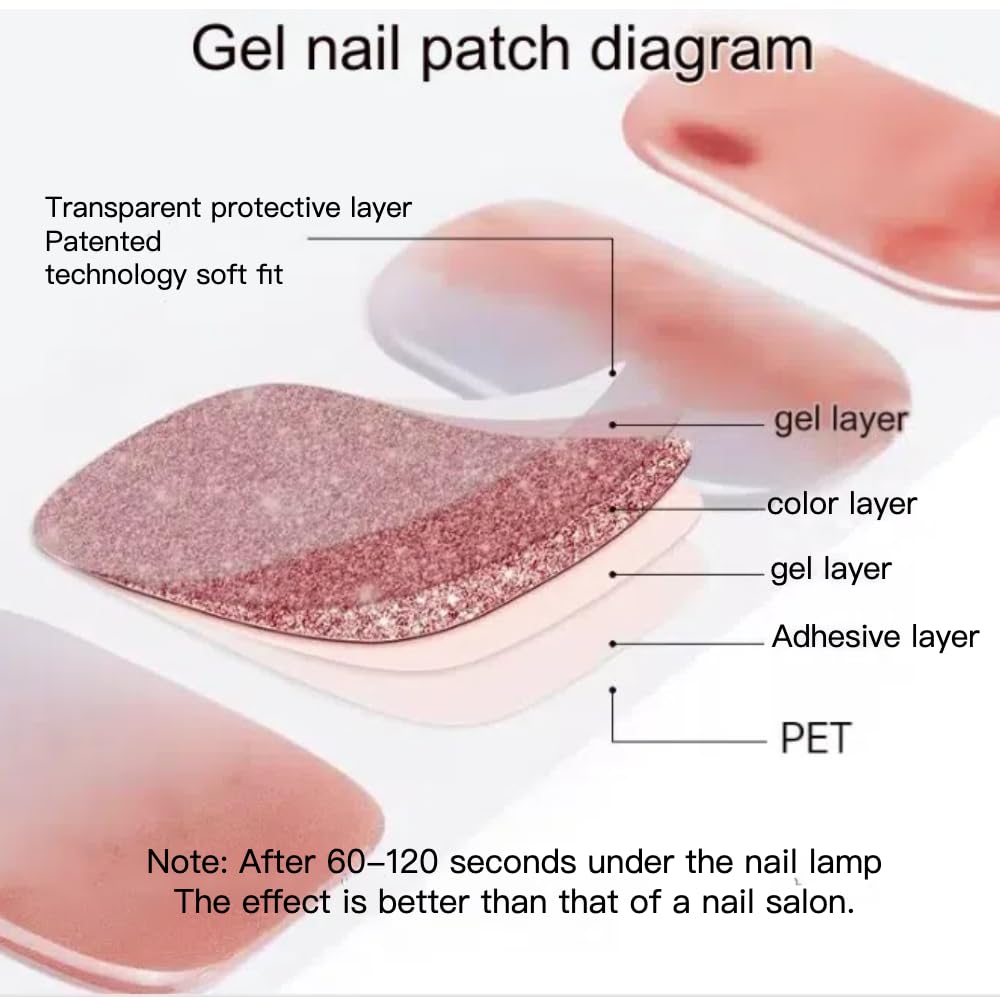 NNWW Semi Cured Gel Nail Strips, Back to School for Students Semi Cured Gel Nail Stickers, Gel Nail Wraps UV for Home Nails DIY, UV Nails Sticker,20pcs with Any uv Nail Light (Floral Flutter)