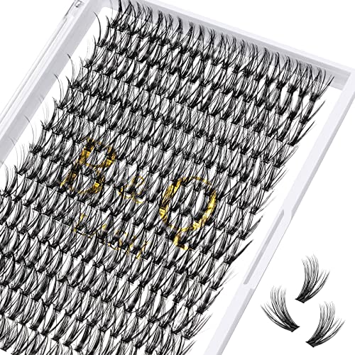 Lash Clusters 40D-D-16mm Individual Lashes 280 Clusters Manga Lashes False Eyelash Lash Clusters Extensions Individual Lashes Cluster DIY Eyelash Extensions at Home (40D-D,16mm)