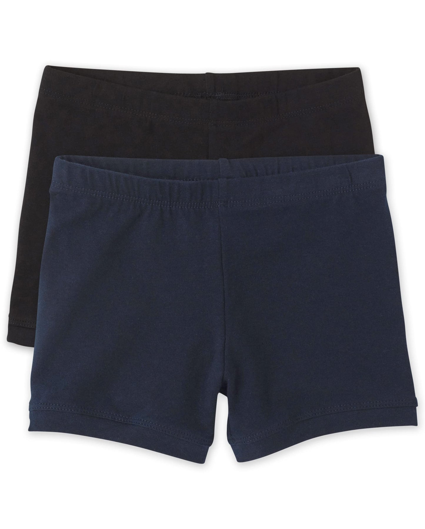 The Children's Place Girls' 2 Pack Basic Cartwheel Short, Black/Tidal, X-Small