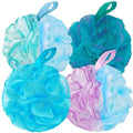 BCKENEY Bath Loofah Sponge 4-Pack Soft Mesh Exfoliating Shower Puffs