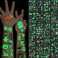 Luminous Halloween Temporary Tattoos for Kids, 360Pcs Halloween Cosplay Face Fake Tattoos, Glow In The Dark Tattoos for Adults, Holiday Party Favor Prizes Goody Bag Stuffers, Body Stickers Decorations