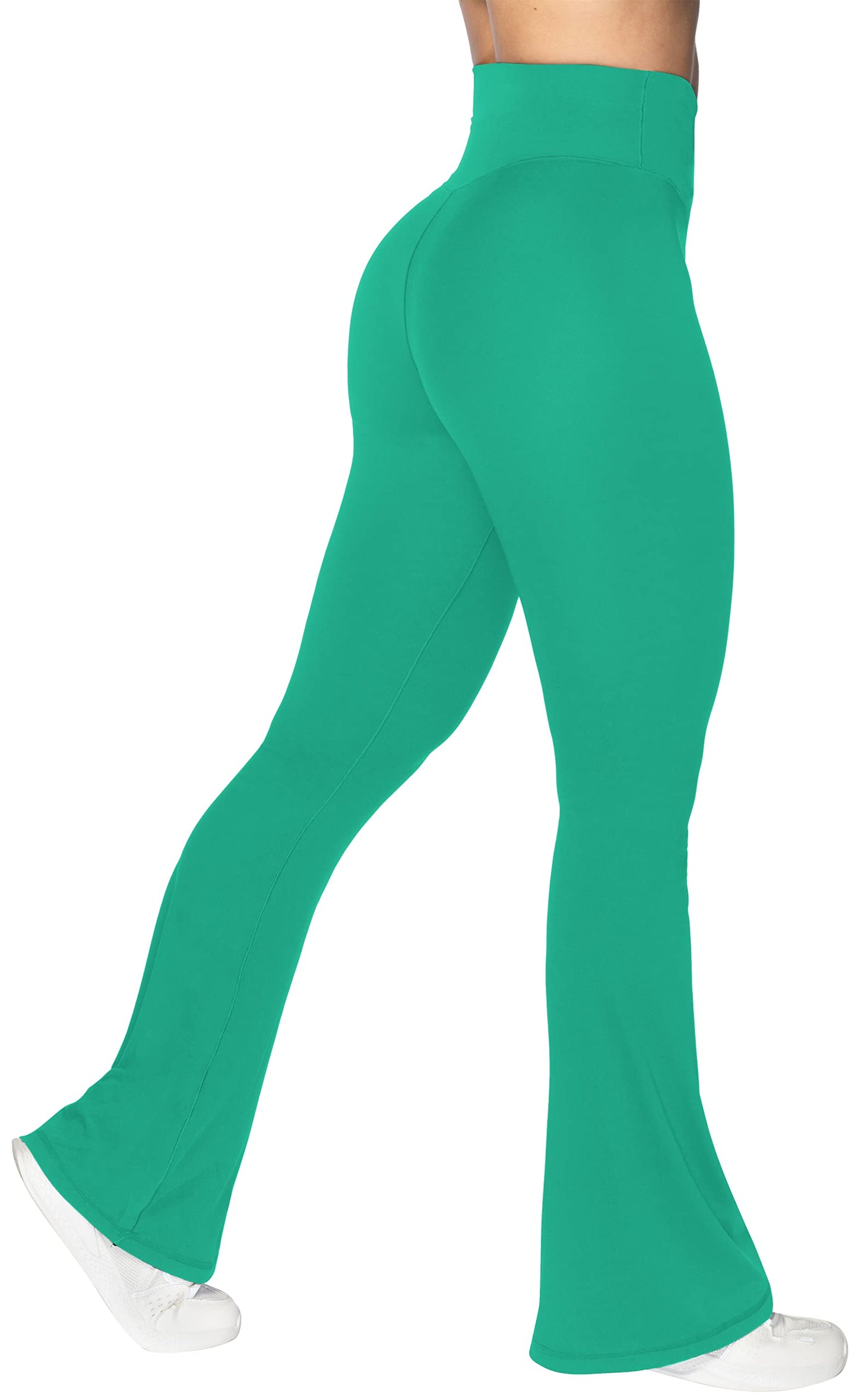 Sunzel Flare Leggings, Crossover Yoga Pants with Tummy Control, High-Waisted and Wide Leg, 32" Inseam, Golf Green X-Small