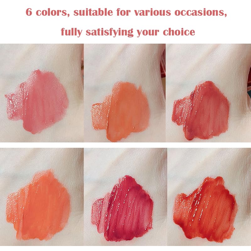 6-Color Bear Jelly Lip Gloss – Plumping, Moisturizing Lip Tint