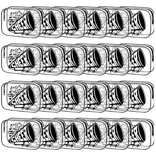 Kacctyen 24 Pcs Cheer Team Gifts Cheer Makeup Bag Bulk for Team Sport Gifts PVC Clear Cosmetic Bag Cheerleader Makeup Case Toiletry Zipper Pouch for Sport Cheerleading, 7x4.7x2.4''(Black)