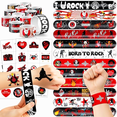 72-Pc Rock and Roll Party Favors Set with Tattoos & Slap Bracelets