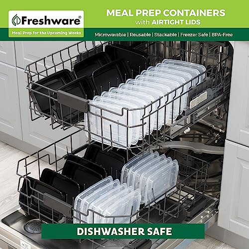 Freshware Meal Prep Containers [150 Pack] 1 Compartment with Lids, Food Storage Containers, Bento Box, BPA Free, Stackable, Microwave/Dishwasher/Freezer Safe (24 oz)