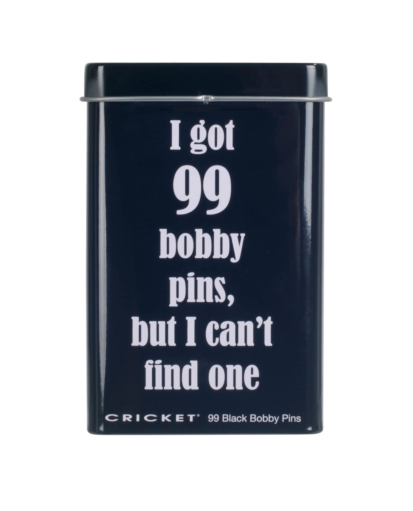 Cricket 99 Bobby Pins Hair Tin For Home, On the Go, Salon, Barbershops with Bobby Pins in Reusable Metal Tin, Black, 99 PC