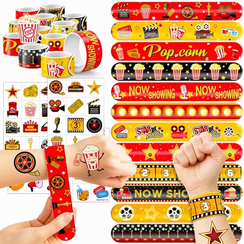 72-Piece Movie Night Party Favors Set - Tattoos & Slap Bracelets