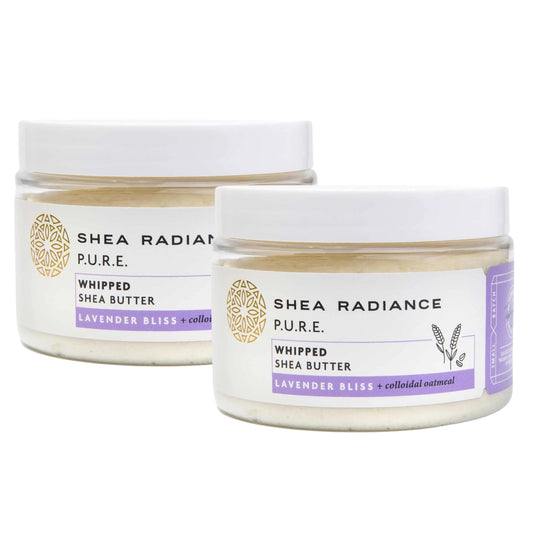 Shea Radiance Whipped Shea Butter w/Colloidal Oatmeal - Blended w/Skin-Soothing Oatmeal & Moisturizing Rice Bran Oil | Lavender Bliss 7 oz (Pack of 2)