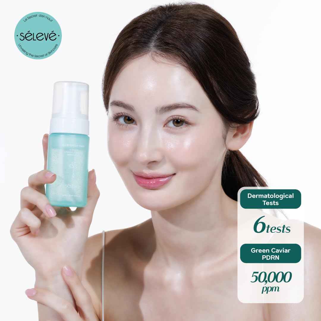 SELEVE Glow Caviar Bubble Toner – Hydrating & Glow Face Toner with Green Caviar Liposomal PDRN, Niacinamide, Panthenol & Ferulic Acid – for Sensitive & Dry Skin, Korean Skin Care (3.38 fl.oz / 100ml)