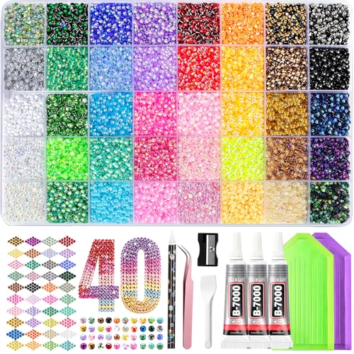 50000Pcs 3mm Flatback Rhinestones Kit with B7000 Glue