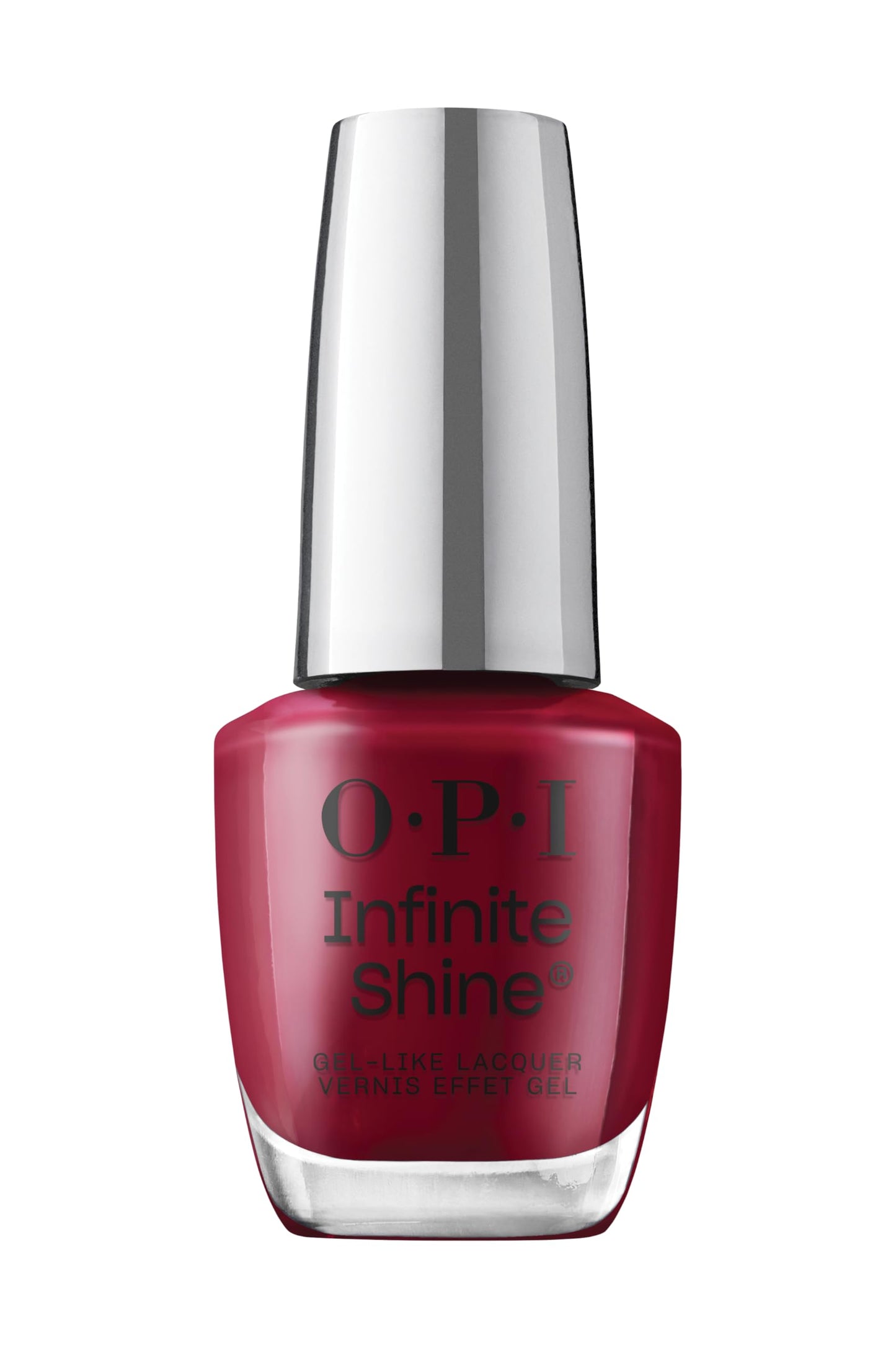 OPI Infinite Shine Long-Wear Dark Shimmer Finish Opaque Red Nail Polish, Up to 11 days of wear & Gel-Like Shine, Malaga Wine, 0.5 fl oz