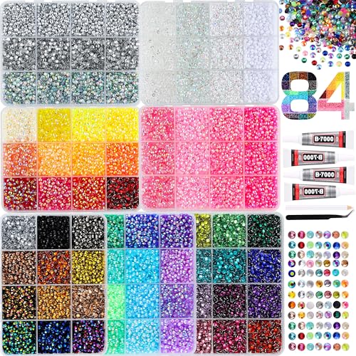 Set 01 Bedazzling Kit with 59 Colors 3mm Flatback Gems, Glue & Tools