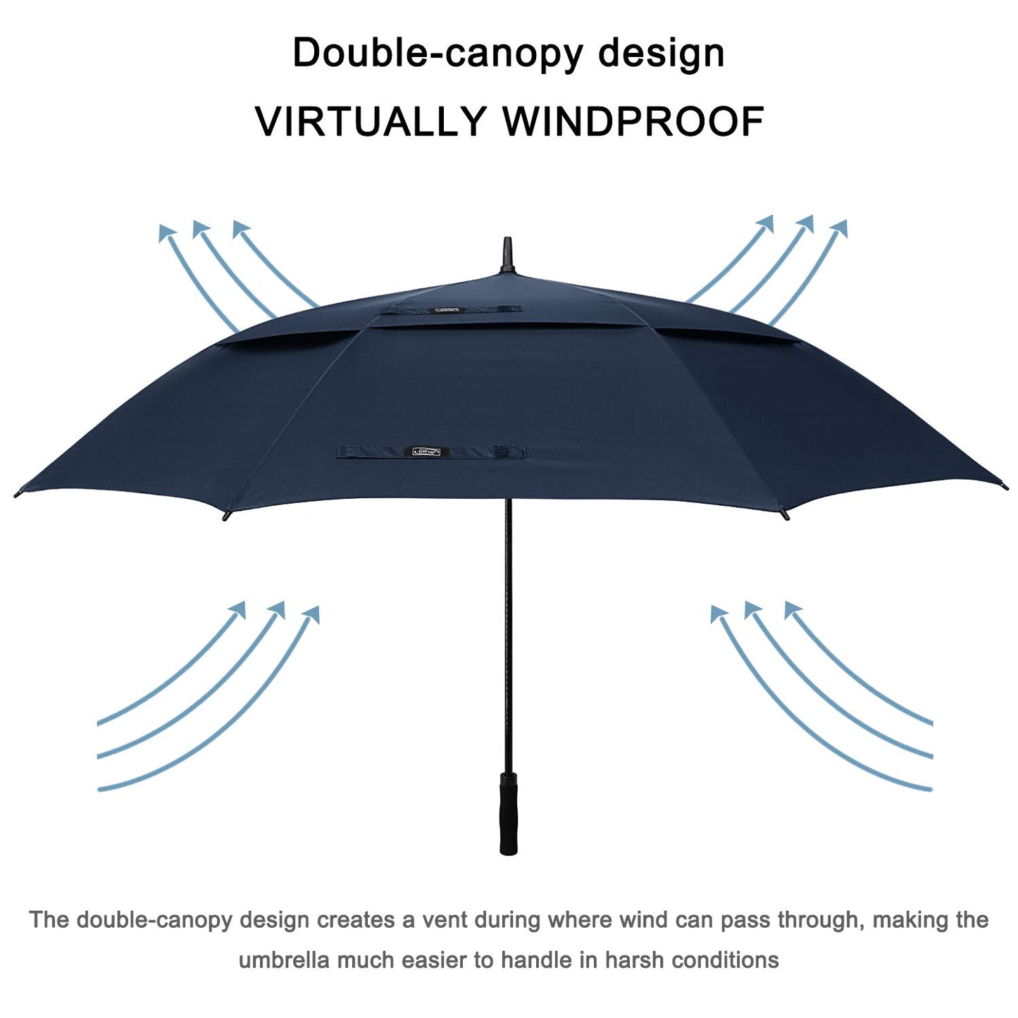 G4Free 72 Inch Automatic Open Golf Umbrella Extra Large Oversize Double Canopy Vented Windproof Waterproof Stick Umbrellas (Dark blue)