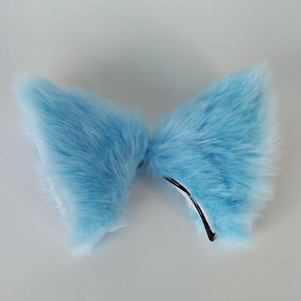 Sheicon Cat Ears Furry Neko Ears Headband Hair Clip Hairband Headwear Anime Cosplay For Halloween Cosplay Party Color Blue