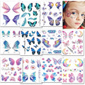 Glitter Butterfly Tattoos for Girls Women - 12 Sheets Glitter Butterfly Face Temporary Tattoos for Girls Party Favors Festival Makeup
