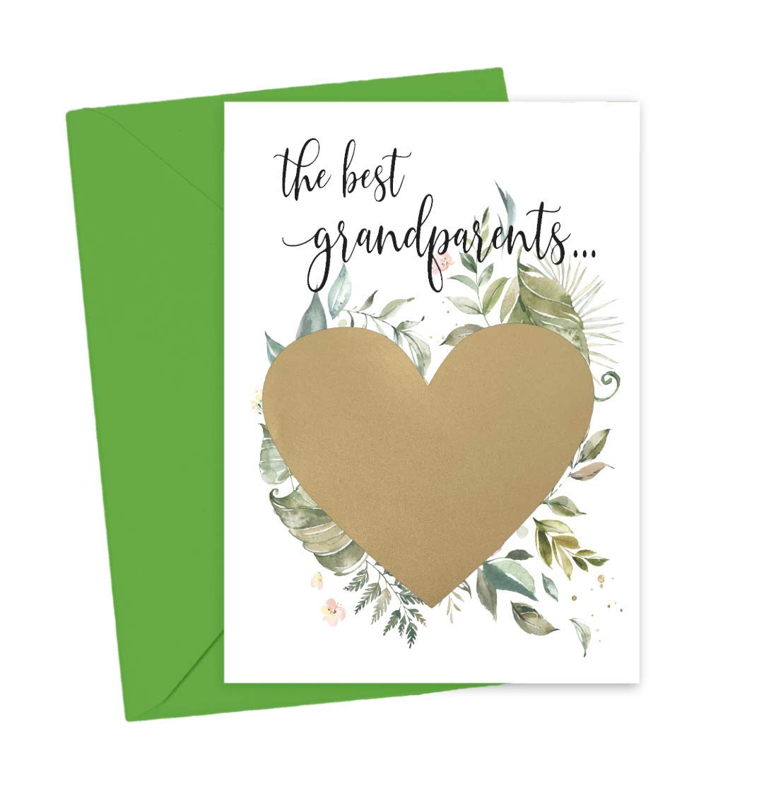 Pregnancy Scratch Off Card for Grandparents, Green Foliage Surprise Baby Announcement for Grandma and Grandpa from Grandson or Granddaughter (Grandparents)