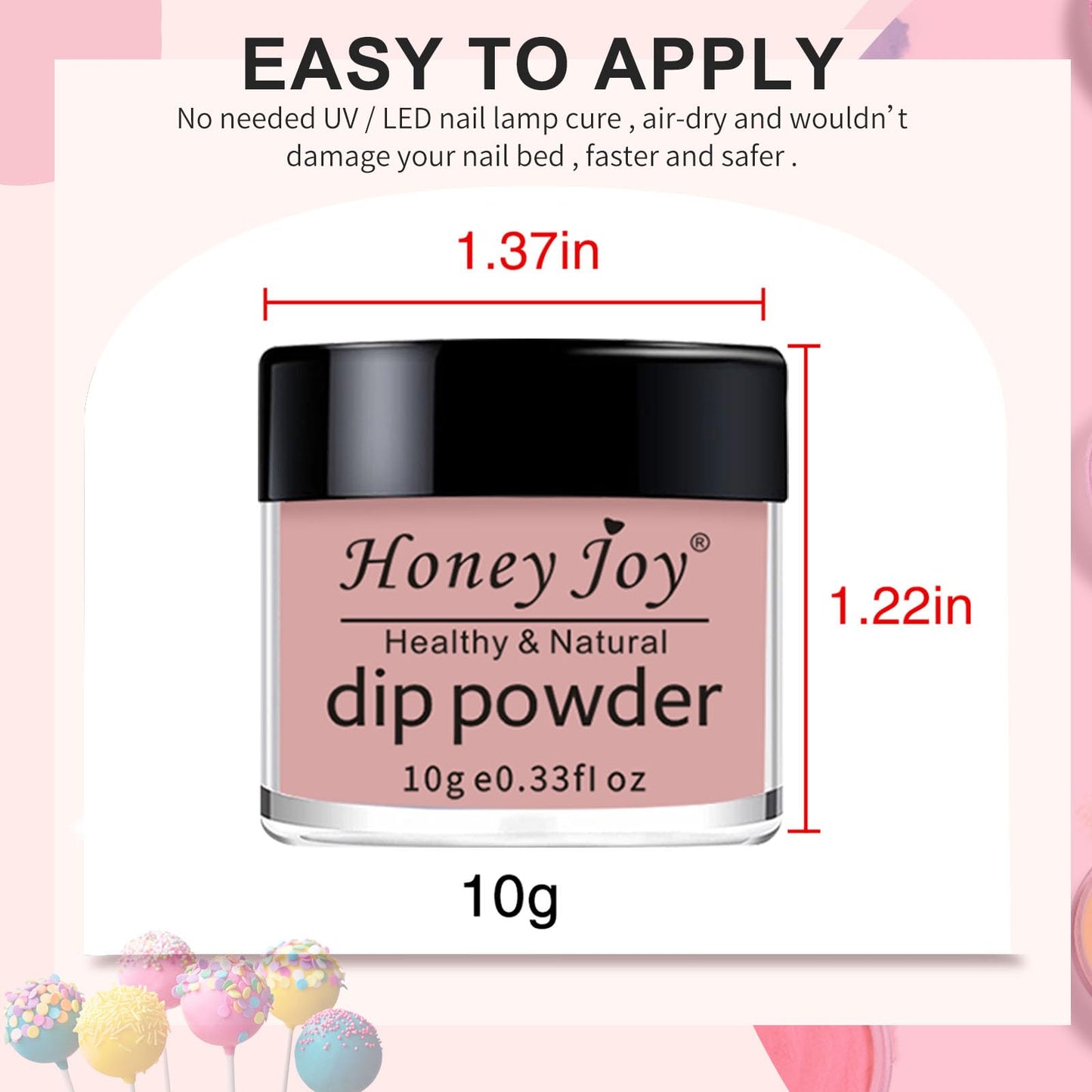 Honey Joy Dip Powder Nail Kit Starter, 4 Colors Light Pink Nude Skin Tone Dipping Powder Liquid Set with Base Top Coat Activator for Nail Art Manicure Salon DIY No LED Nail Lamp Needed, Dip-7pcs-05