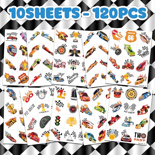 120 PCS Racing Car Temporary Tattoos for Kids