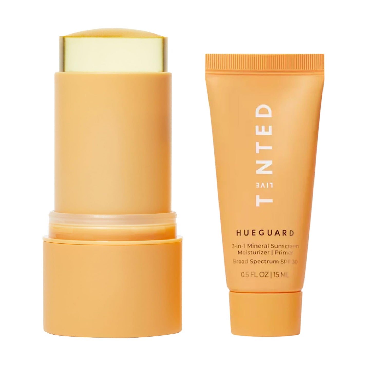 Live Tinted Hueguard: 3-in-1 Mineral Sunscreen, Moisturizer, & Primer for Face and Body SPF 30 & Hueguard Invisible Sunscreen Stick SPF 50