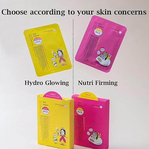MIDHA RICE MILK MASK HYDRO GLOWING, 0.77fl.oz/23ml x 5set,for Radiant & Dewy Skin, Hydrating, Firming, Glow-Enhancing, Daily Moisture mask, Deep Nourishment, Face Sheet mask