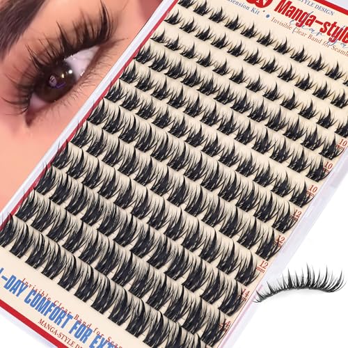 Fairy Lash Clusters with Spikes Eyelash Extensions Wispy Manga Lashes Individual Lashes Extension 8-14mm DIY Soft Eyelash Clusters 144Pcs Lash Clusters Kit DIY at Home by FANXITON