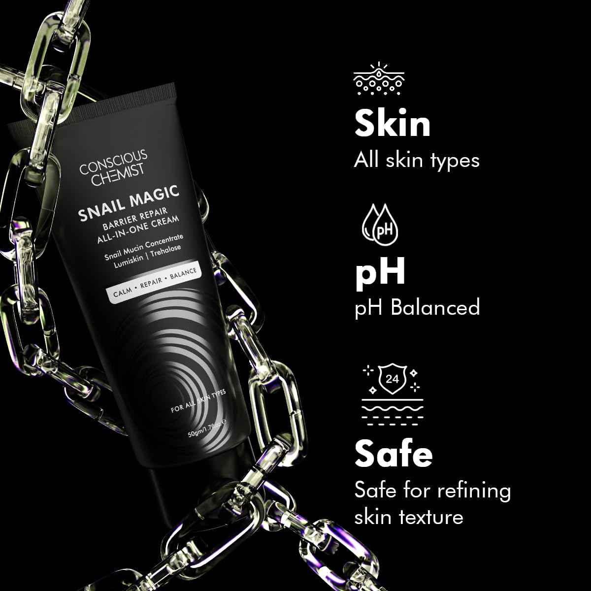 Conscious Chemist® Snail Magic Skin Barrier Repair All In One Cream | Daily Repair Gel Cream with Korean Snail Mucin Extract | 50g / 1.7fl.oz