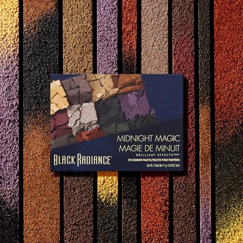 Black Radiance Brilliant Effects Eye Shadow Palette, 12 Intense Ultra Pigmented Powder, Buildable & Blendable Versatile Matte to Shimmer Finishes, Cruelty-Free & Vegan - Midnight Magic