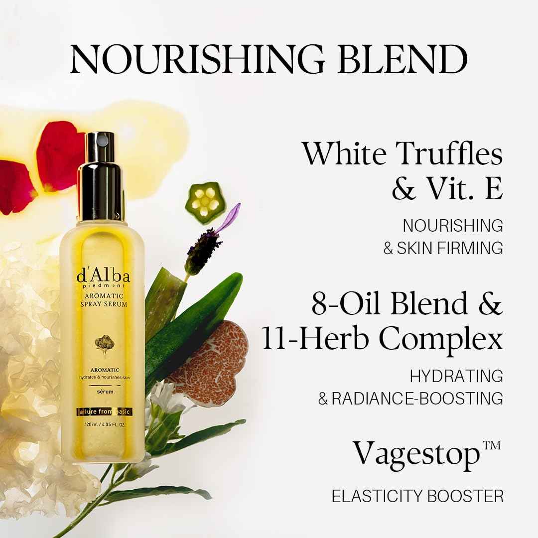 d'alba Piedmont White Truffle Vegan Gift Set, 2 bottles First Aromatic Spray Serum, Deep Hydration & Antioxidant Care, Vegan Facial Mist