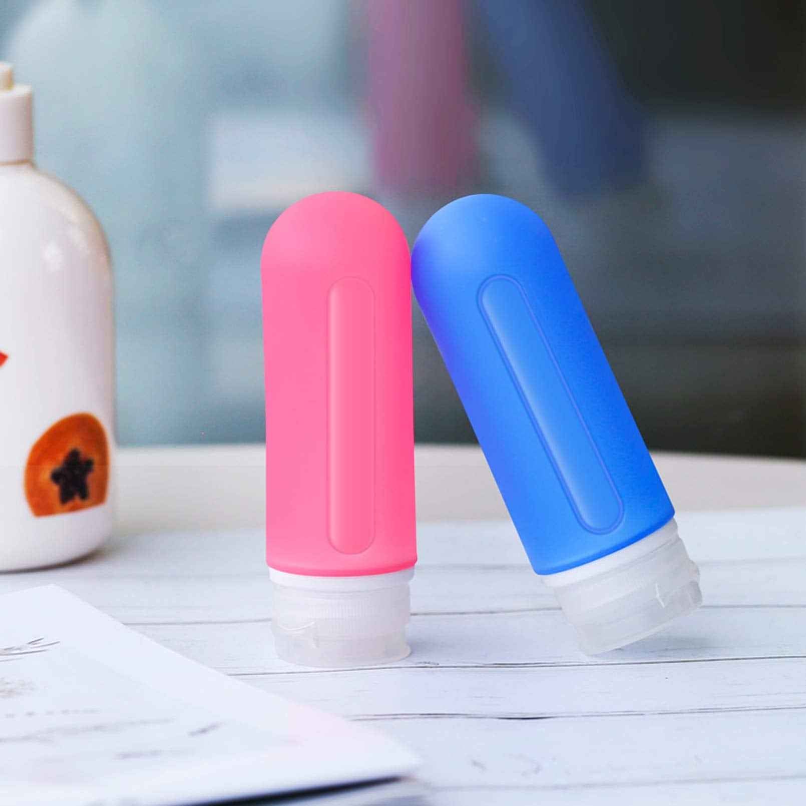 Travel Bottles for toiletries, Tsa Approved 3oz Travel Size Containers BPA Free Leak Proof Refillable Liquid Silicone Squeezable Travel Accessories for Shampoo Conditioner Lotion (4 Bottles + 2 Jars）