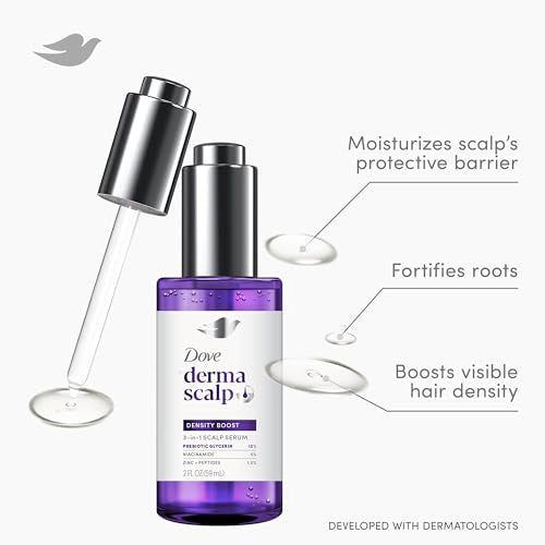 Dove Derma Scalp Density Boost 3-in-1 Scalp Serum With Prebiotic Glycerin,Zinc + Peptides,and Niacinamide For Breakage And Hair Thinning 2 oz,(Pack of 2)