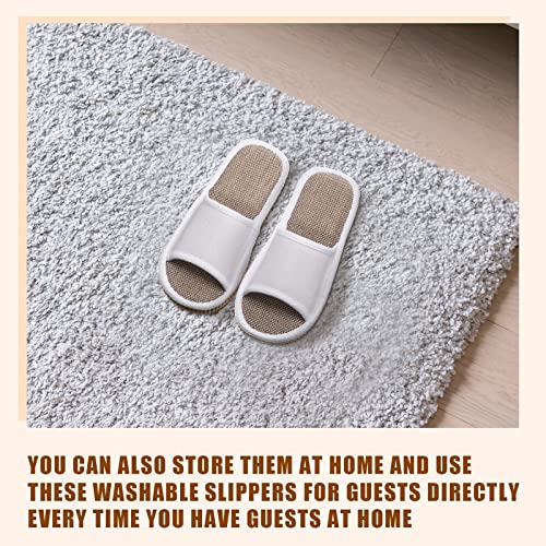 16 Pairs Open Toe Breathable Slippers Bulk Disposable Slippers for Guests Washable House Slipper for Women Men Non Slip Spa Slipper Comfortable Slipper Bulk for Guests Home Bedroom Hotel Travel Unisex