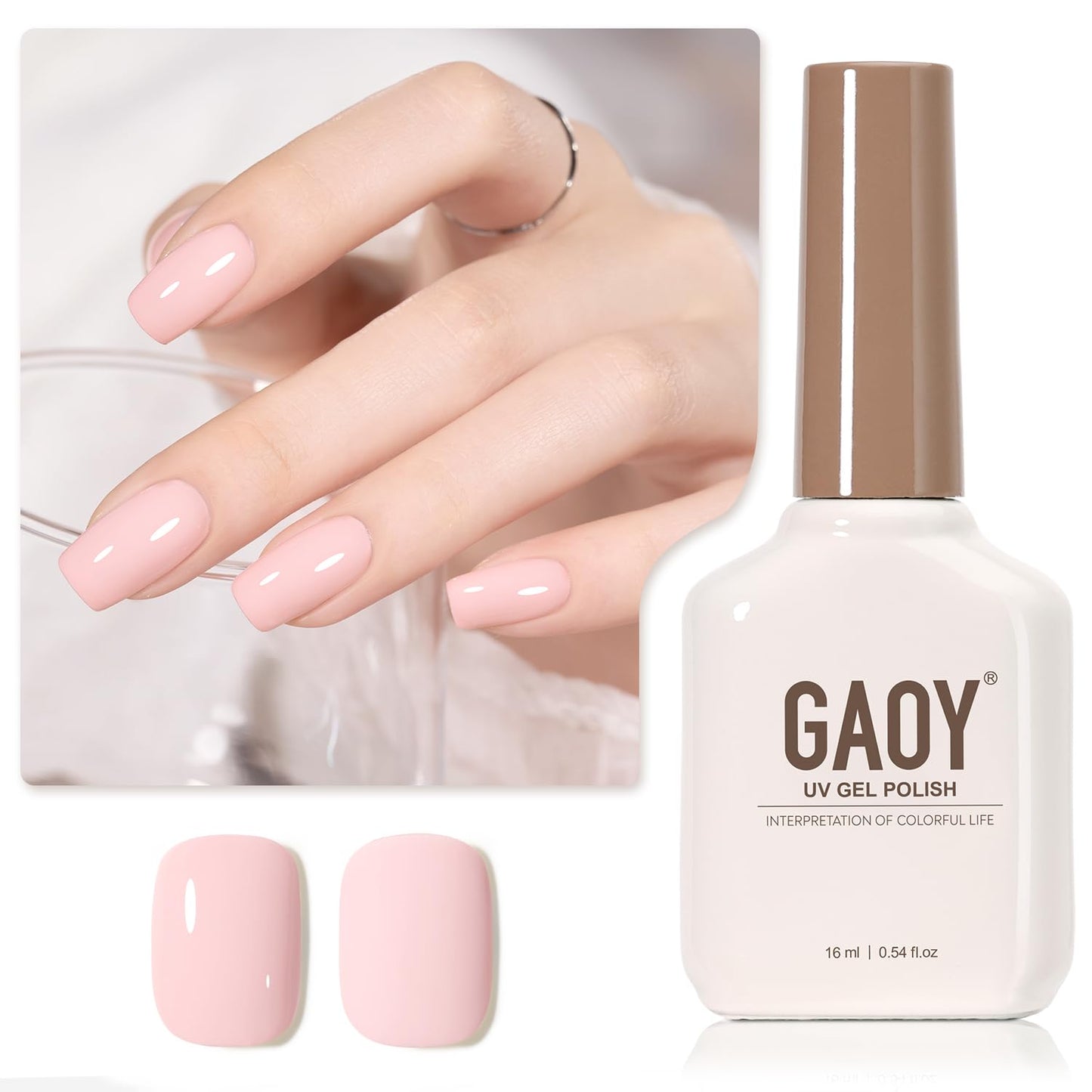 GAOY Pastel Pink Gel Nail Polish, 16ml Soak Off Gel Polish, UV Light Cure for Nail Art DIY Manicure at Home, 1998 Pink Pancake