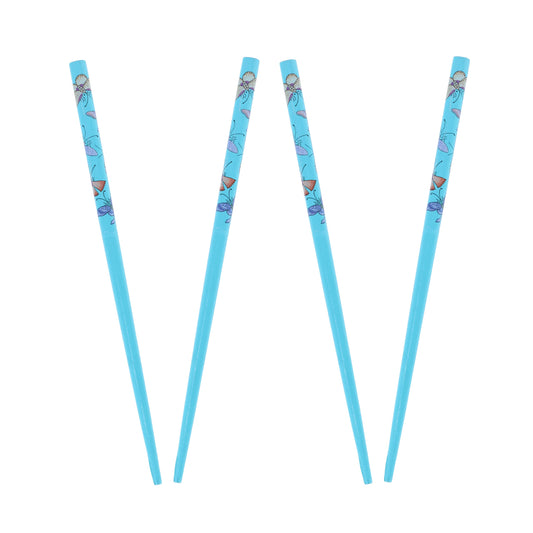 Set of 4 Women's Hair Sticks Hair Chopsticks with Butterflies 7 inches Long - Blue