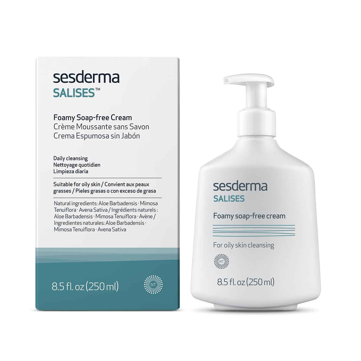 Sesderma SALISES Foamy Soap-Free Cream, Gentle Face Wash for Oily & Acne-Prone Skin, Salicylic Acid Pore Cleanser, 8.5 fl oz