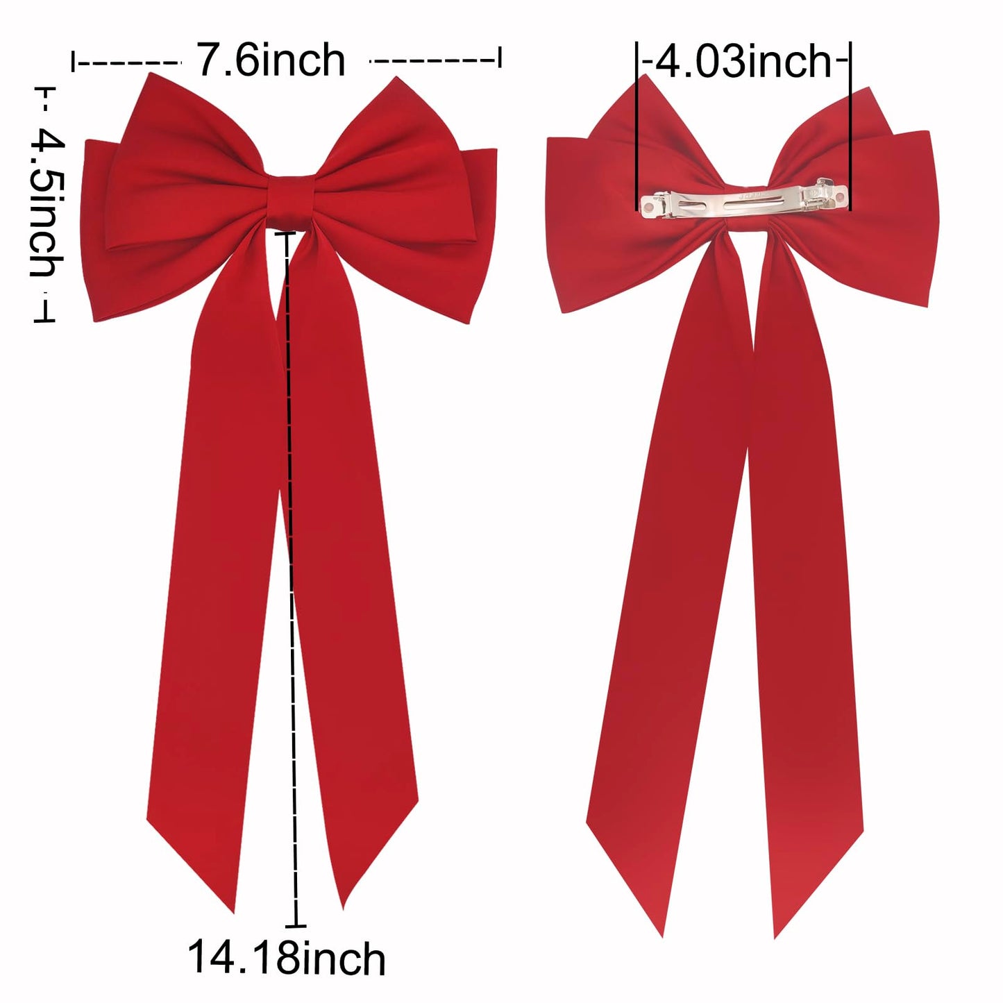 cvisay Big Hair Bow with 7.6 Inch Wide Design and 14.18 Inch Ribbon for Women，made with Soft and Silky Material，Ideal for Daily Wear, Holidays, Birthdays, and Travel -Red