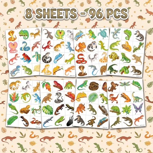 96 Reptile Temporary Tattoos for Kids | Party Favors