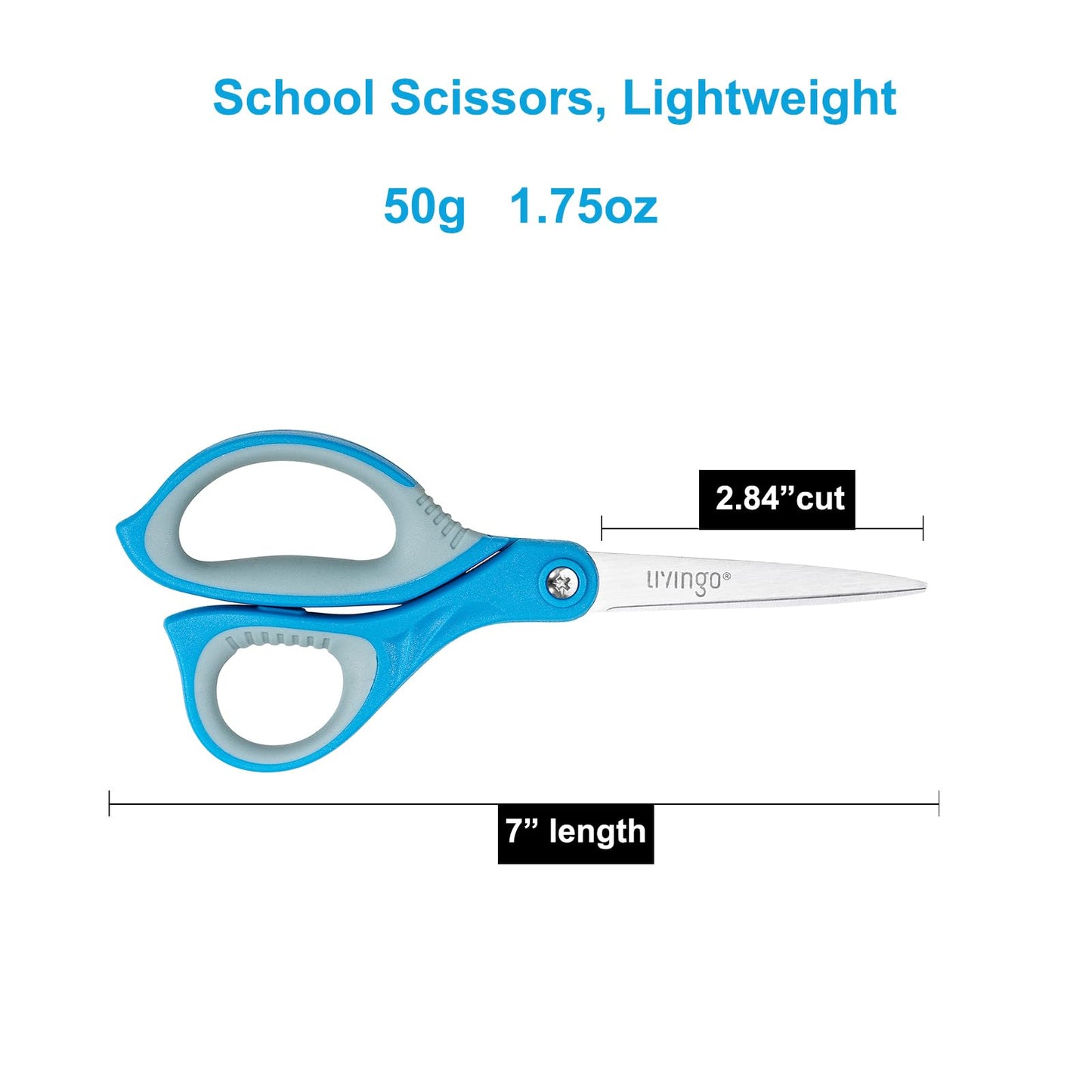 LIVINGO Scissors for School - Sharp Pointed Tip All Purpose Scissors Students Teachers Crafts Middle High School College Office Home, Right & Left Handed Scissors, Blue, Green, Purple, 3 Pack, 7 Inch