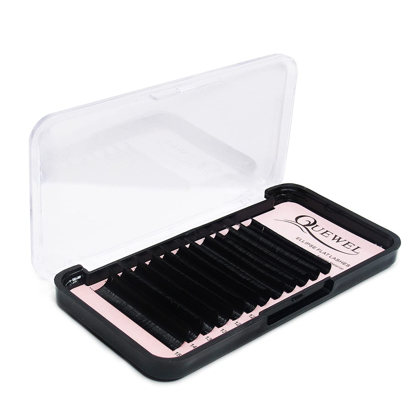 QUEWEL Eyelash Extensions Ellipse Flat 0.15mm Curl CC 8-15mm Mix Matte Black|0.15/0.20mm Curl C|CC|D|DD Mix-8-15mm Mix-9-16mm Single 8-18mm|(0.15 CC Mix8-15)